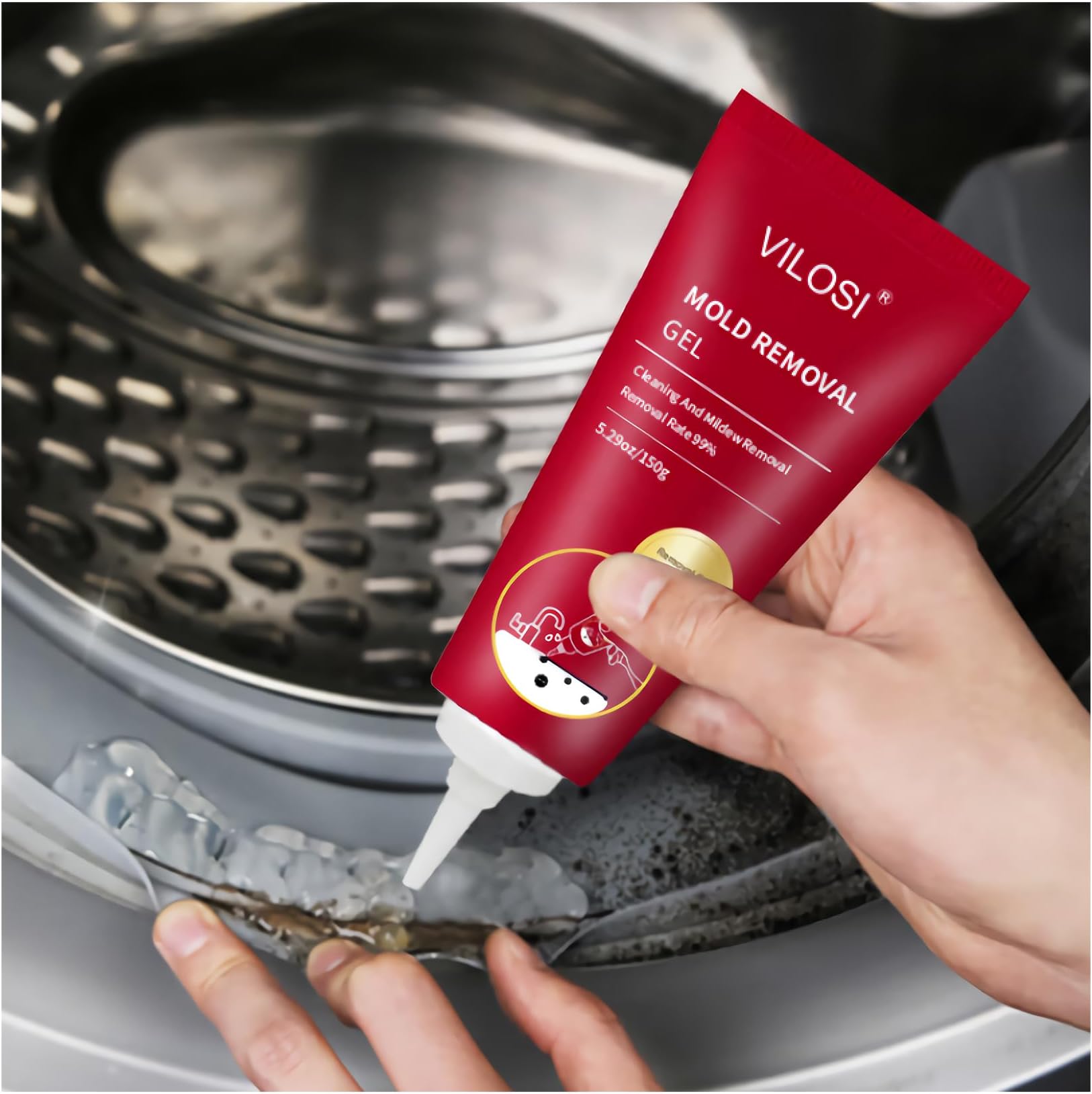 Mold Remover Gel, Household Mold Cleaning Gel with Removal of Black Stains, for Washing Machine, Refrigerator Strips, Kitchen, Showers, 5.29OZ/150g (150ml)
