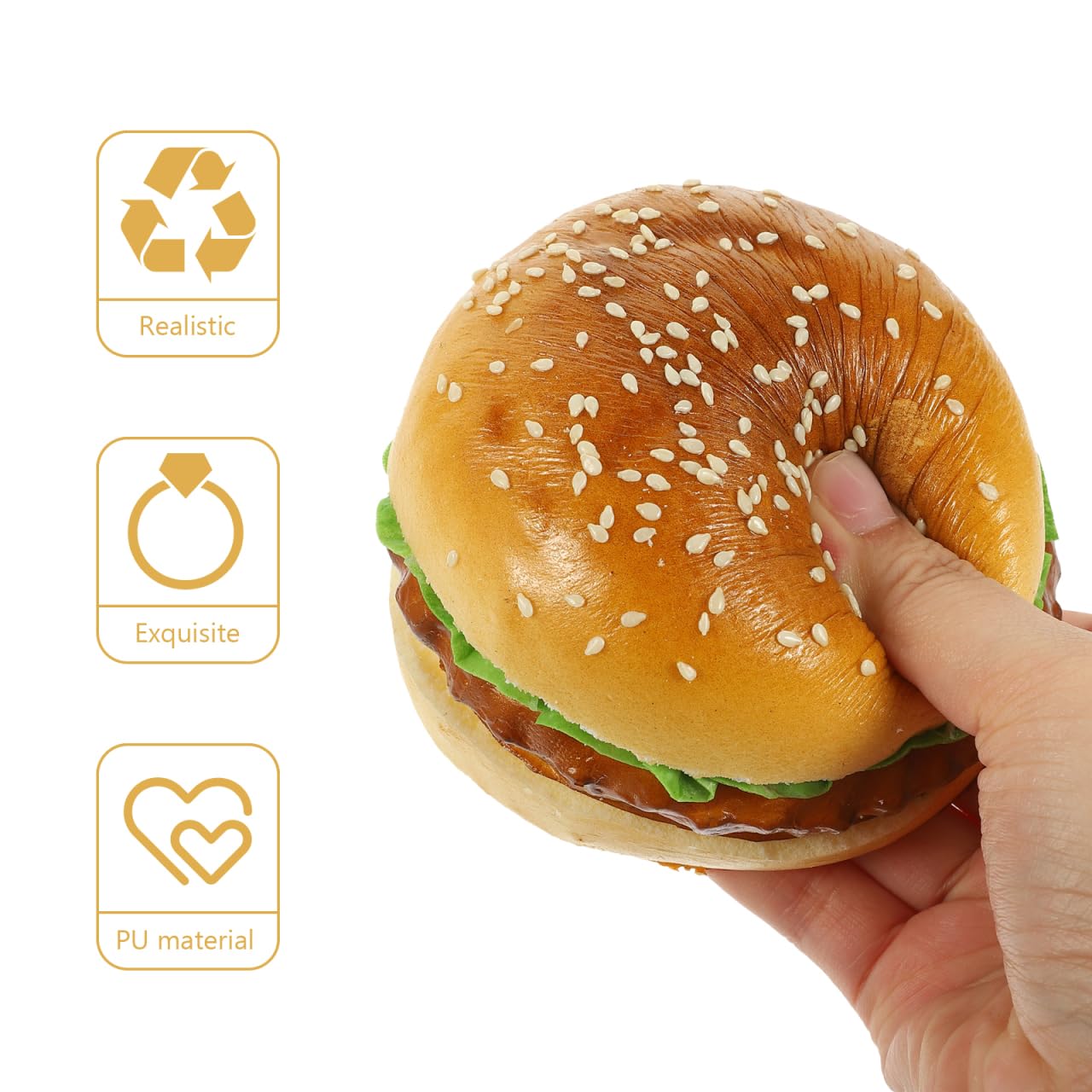 Hamburguesa Falsa Realista De Poliuretano - 10 Cm Diámetro, Para Decoración Y Fotografía ¡Parece De Verdad!