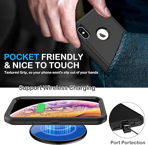 Miniatura 5 de KECAI Funda para iPhone XiPhone Xs con 2 protectores de pantalla + 2 protectores de lente de cámara, resistente a caídas y golpes, 3 capas de