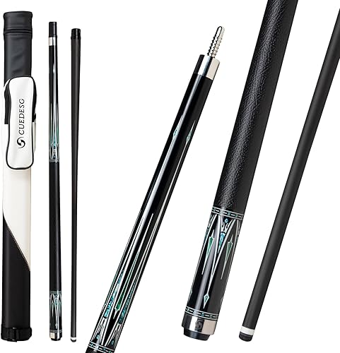 Miniatura 20 de Palo de taco de piscina de fibra de carbono 0.413 in/0.465 in/0.492 in, palo de piscina de baja desviación, palo de taco profesional con estuche