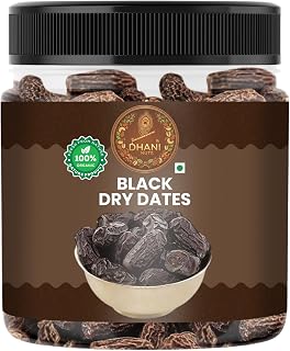 Dhani Nuts Black Dates | Premium Date Soft Seedless Khajur with Chewy Texture | Naturally Sweet | Healthy Snack | Fresh Qu Price In India