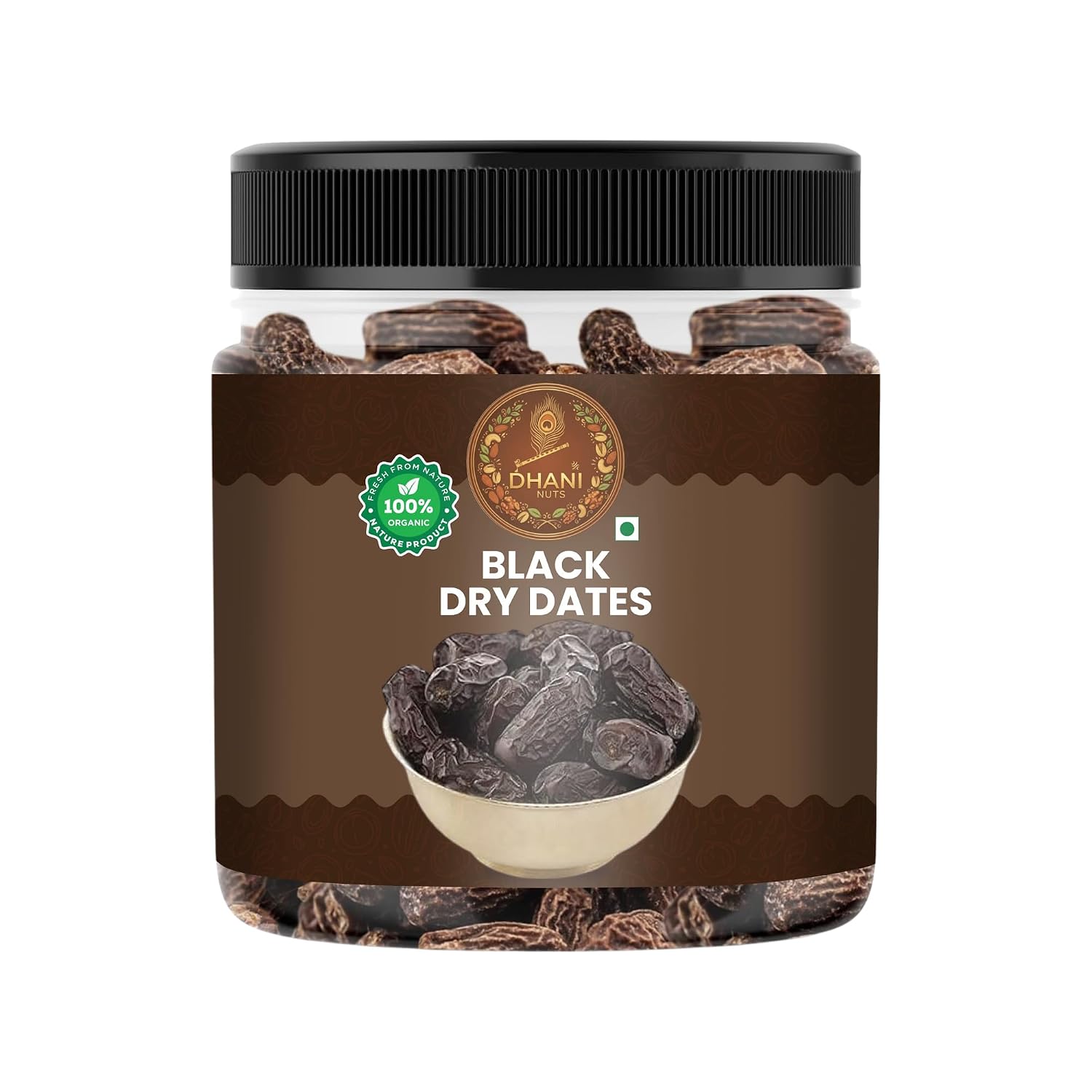 Dhani Nuts Black Dates | Premium Date Soft Seedless Khajur with Chewy Texture | Naturally Sweet | Healthy Snack | Fresh Qu...