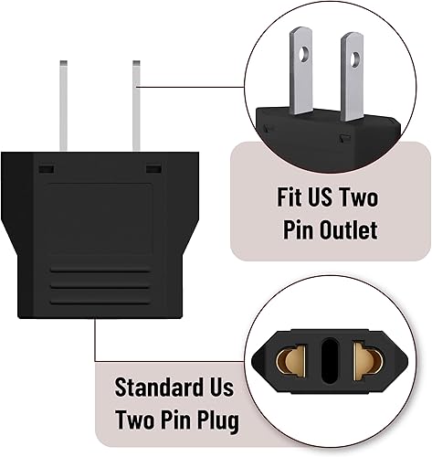Miniatura 4 de Bates - Adaptador de enchufe de Europa a EE. UU., 3 unidades, negro, adaptador de enchufe europeo a estadounidense, adaptador de enchufe de la UE a