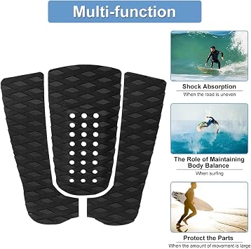 Surfboard Pad, Eco-friendly Waterproof Lightweight Equipment for Protecting the Safety of Surfers(black) Skimboard Traction Pads Skimboard Grip Skimboard Traction Pads Skimboard Grip Skimboard Grip
