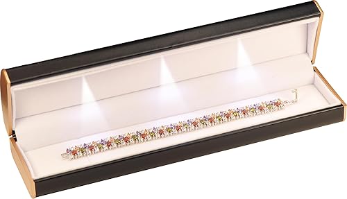 Miniatura 4 de Caja de pulsera negra con tres luces LED para cumpleaños, día de San Valentín, día de la madre, día del padre, Navidad... pulsera LED de lujo,