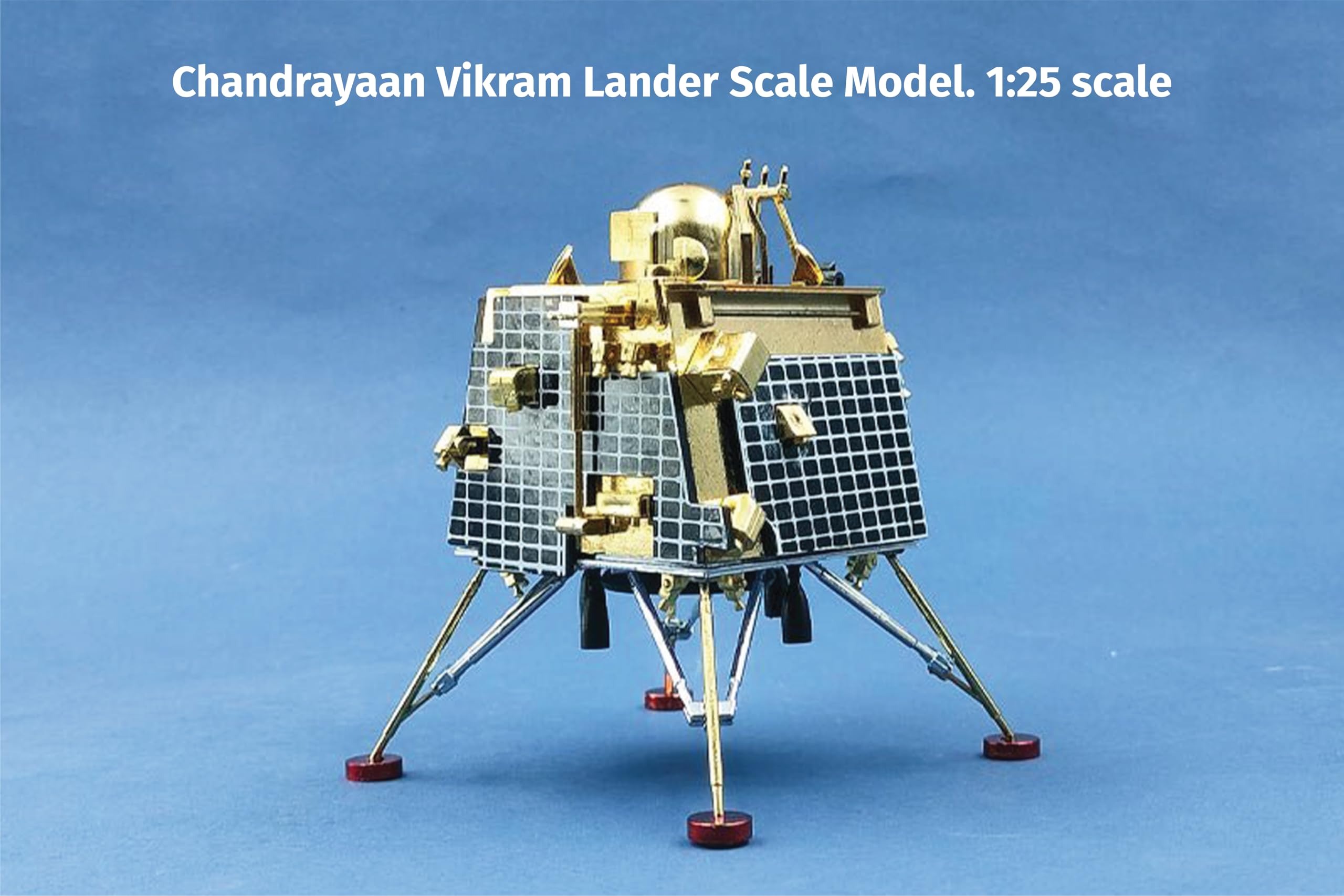 Indic Inspirations ISRO Chandrayaan 3 Vikram Lander Diecast Model with Pragyan Rover | 1:25 ZAMAK Metal, Gold & Chrome Plated | Collector's Item for Space Enthusiasts & Desk Decor 1