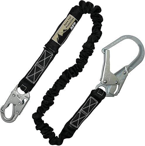 AFP Cordón interno de protección contra caídas de una sola pierna de 6 pies con barra de refuerzo Pelican y gancho de presión | Correa de alta