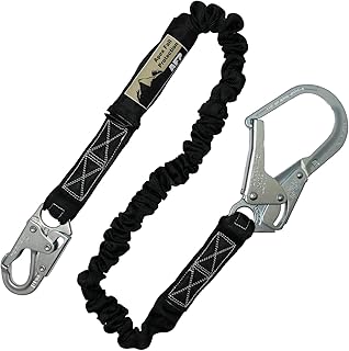 AFP 6FT Single Leg Internal Shock Absorbing Safety Fall Protection Lanyard with Pelican Rebar & Snap Hook
