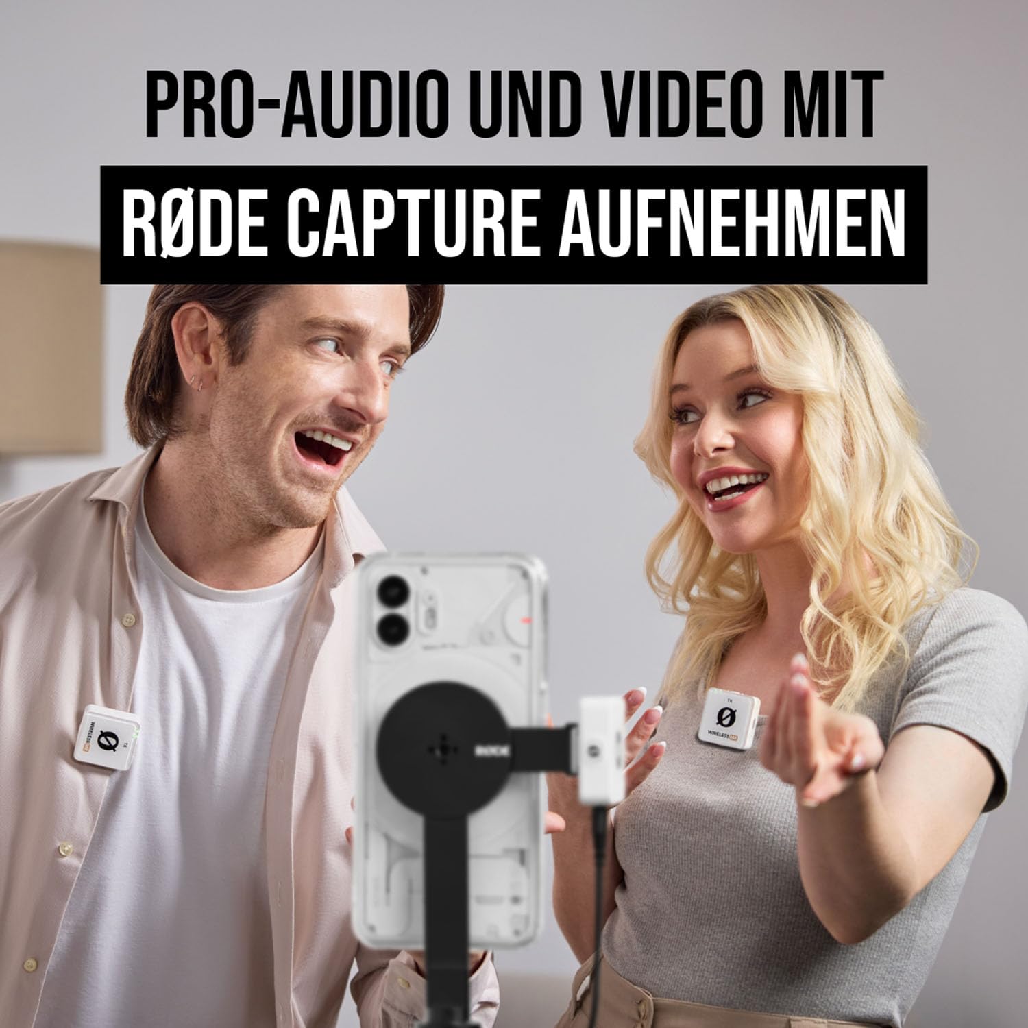Rode Wireless ME Dual - Micrófono inalámbrico (incluye 2 micrófonos lavalier GO blancos y 2 protectores de pelo Keepdrum), color blanco