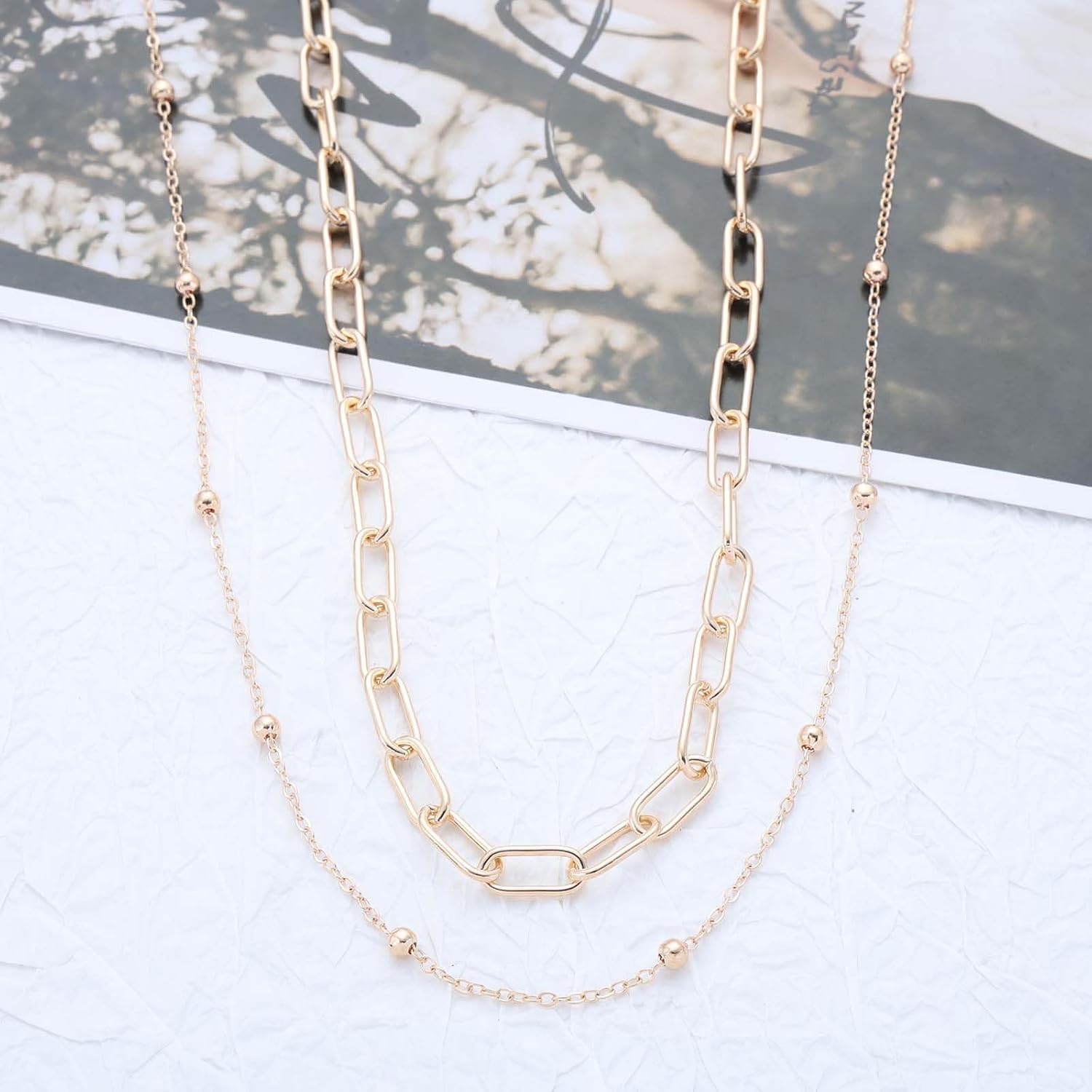 2PCS Gold Waist Chains for Women Summer Dainty Double Layered Belly Chains Waterproof Adjustable Sexy Beach Bikini Wedding Party Body Jewelry (Thick Chain Style)