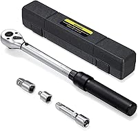 Vista 10 de Llave dinamométrica de clic de 1/2 pulgada (10-150 pies-libras/13.6-203.3 Nm) Juego de llave de torque ajustable de doble dirección