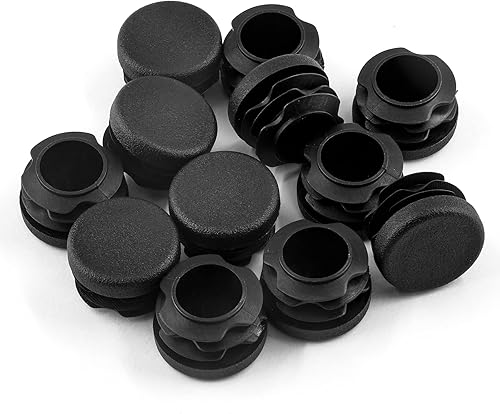 12 tapones redondos de plástico de 1 pulgada, tapón de acabado de muebles redondo negro para postes de tubería, sillas y muebles