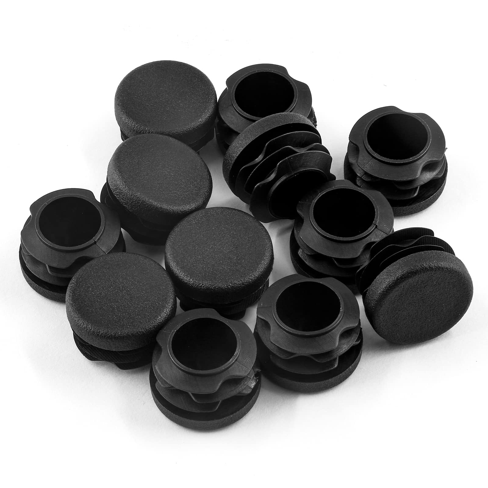 Jiozermi 12 Pcs 1" Round Plastic Plug, Black
