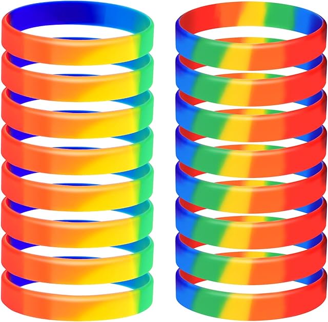 TUPARKA 20pcs Gay Pride Wristbands LGBT Lesbian Rainbow Wristbands Silicone Sports Rubber Bracelets 6 Colors