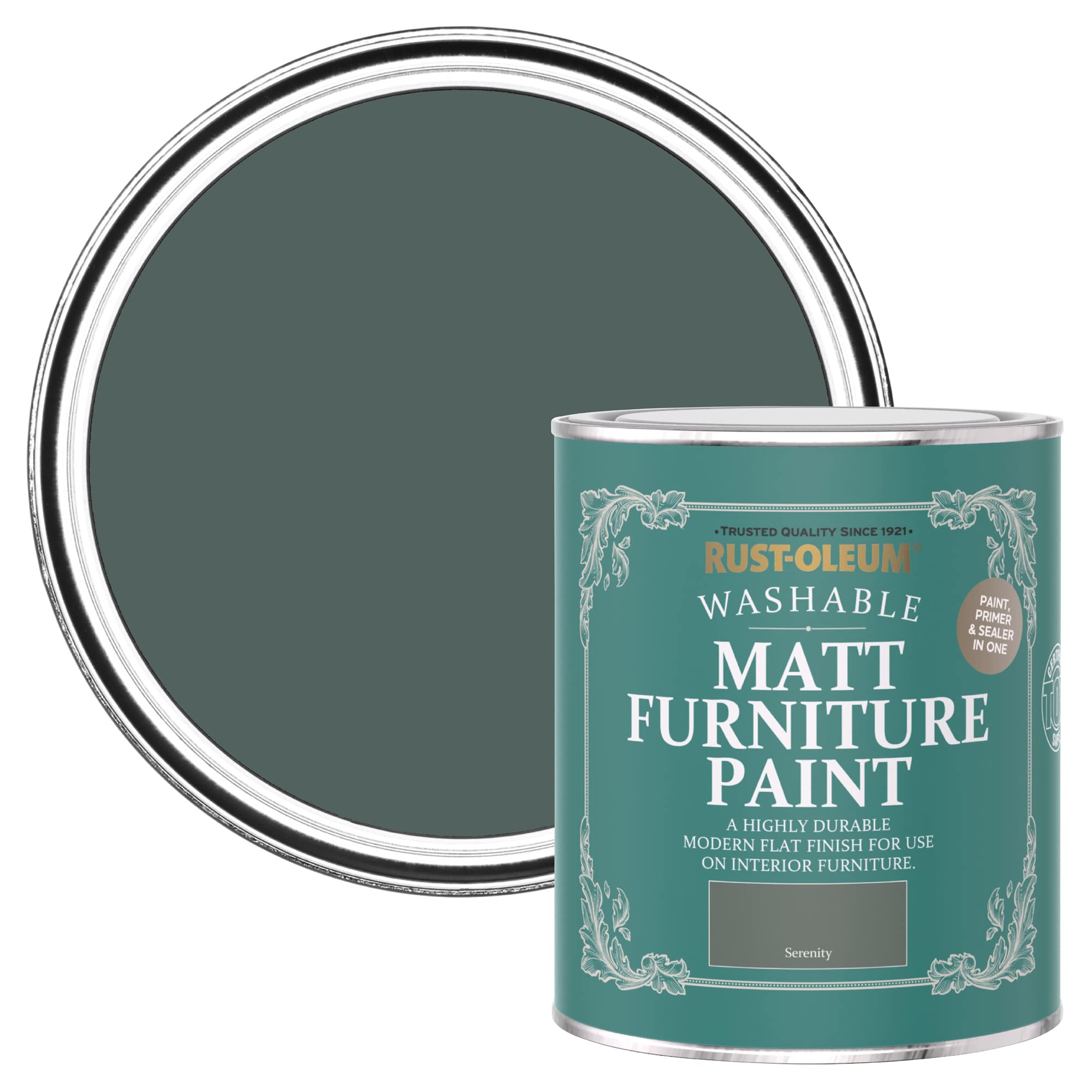 Rust-Oleum Serenity Green Furniture & Skirting Board Paint In Matt Finish - 750Ml