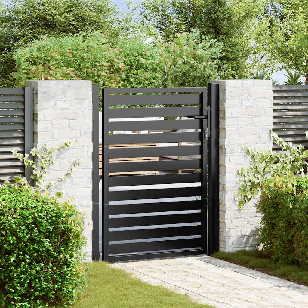 vidaXL Puerta de jardín con Cerradura de Aluminio Negra 100x120 cm