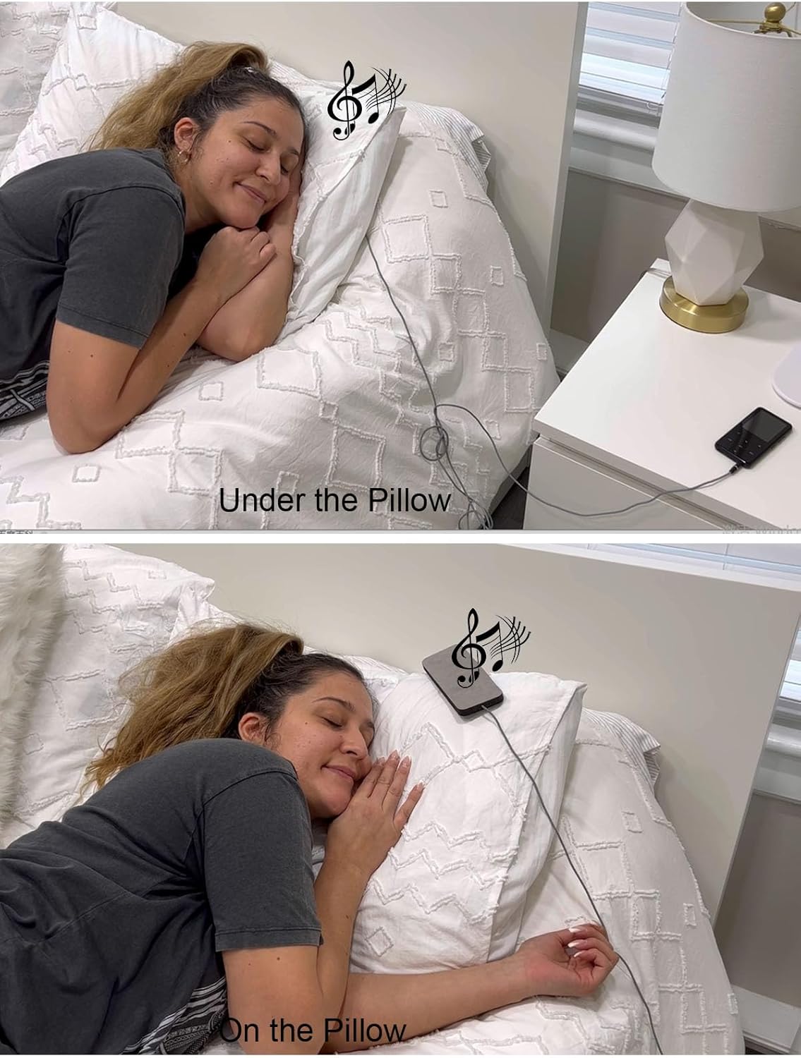 Pillow Speaker Wired for Sleeping, Sleep Headphones with Ultra Thin Stereo Speakers Perfect for Side Sleeping,Sports,Travel,Meditation and Relaxation Black Grey