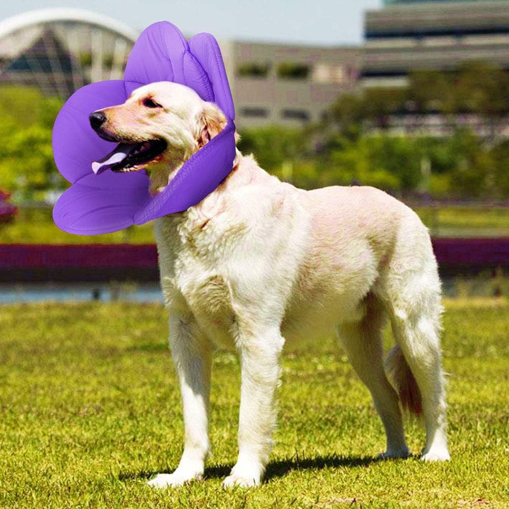 POPETPOP Soft Cat Cone Collar, Cute Flower Recovery Collar After Surgery, Adjustable Anti-Bite Lick Elizabethan Cone for Small Dogs Cats Kittens Pets All-Season Style - Purple, XL