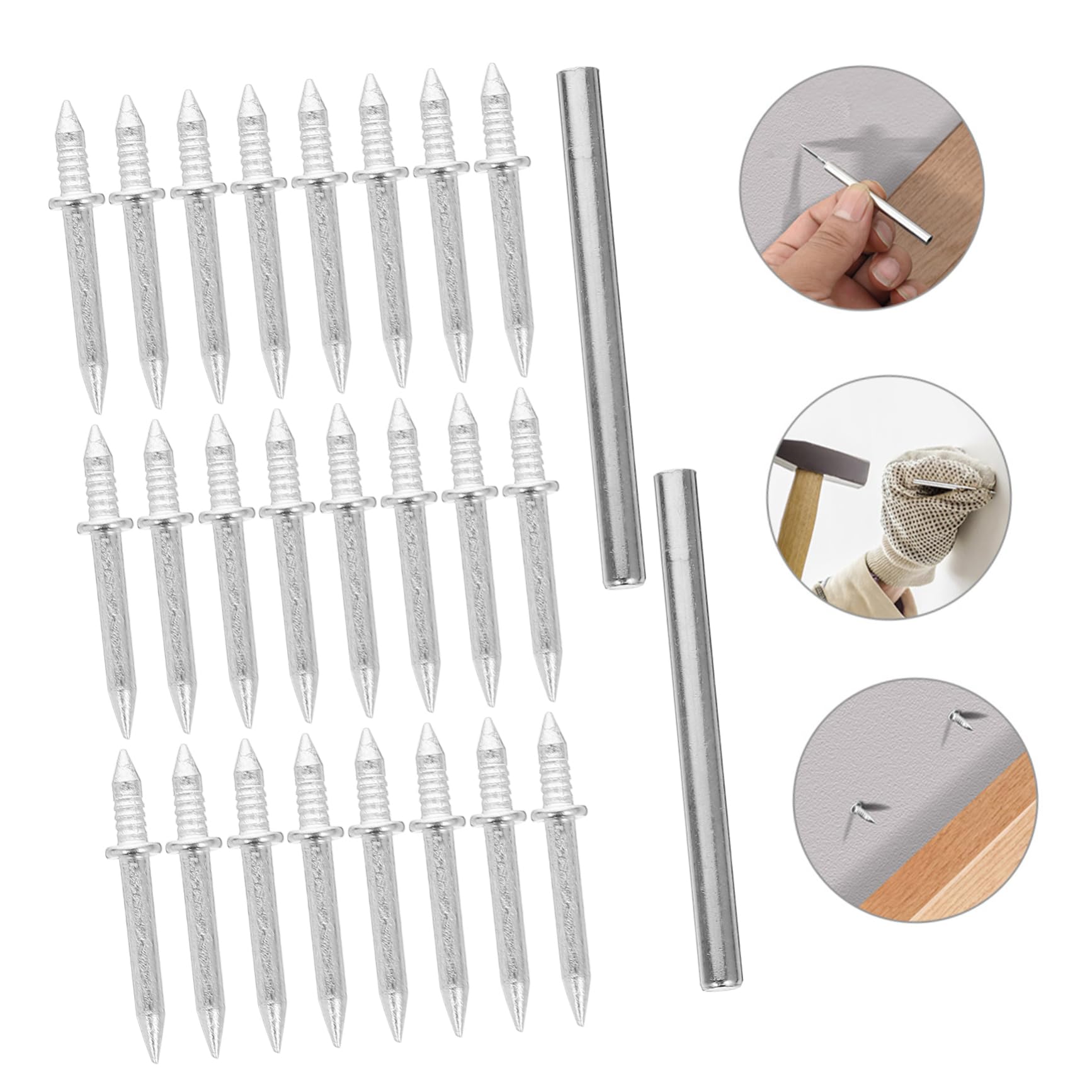 DOITOOL 200pcs Double Head Nails Invisible Screw for Baseboards Small Head Nails Installation Sleeves for Wall Decor