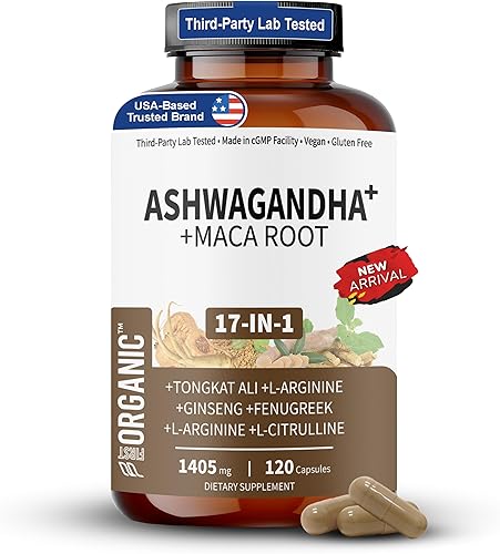 Complejo de Ashwagandha+ Premium  Fórmula respaldada por la ciencia 17 en 1  Apoyo al estrés, energía y concentración  Sin OMG, sin gluten, vegano,