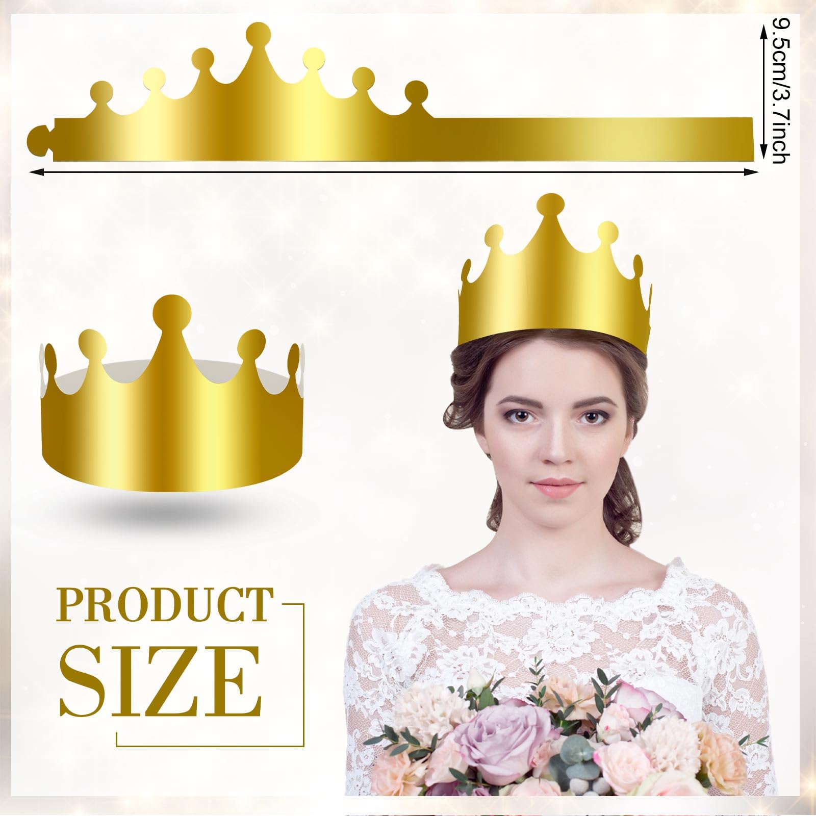 100 coronas de papel doradas para cumpleaños, Año Nuevo, coronas de fiesta, corona de rey, sombreros de papel a granel, suministros de celebración para niños y adultos (estilo elegante)