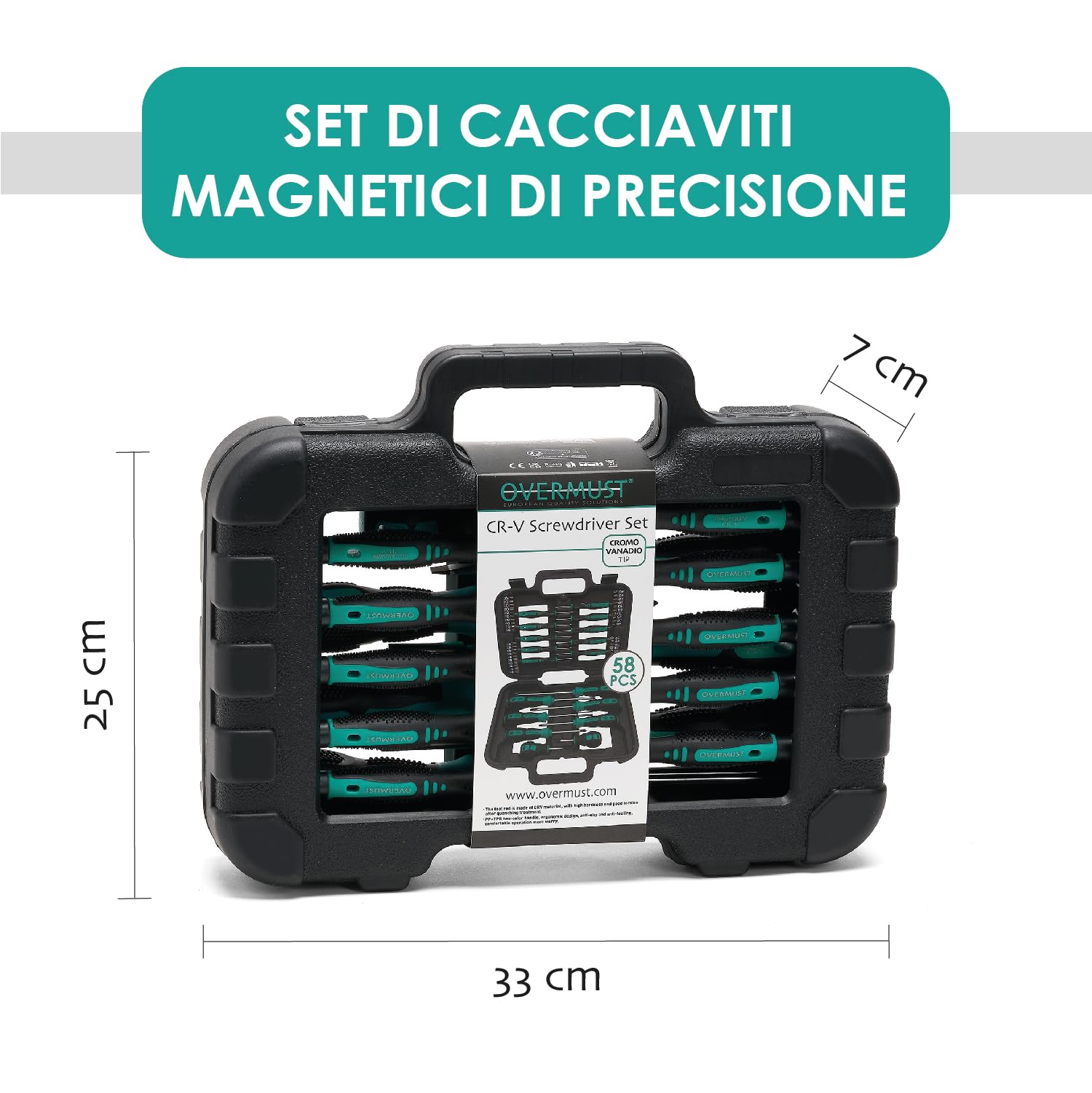 Set Cacciaviti Magnetici Precisione, 58 Pezzi Professionali per Bricolage e Riparazioni, Taglio Croce Torx, Compatibile con Laptop Tablet Smartphone