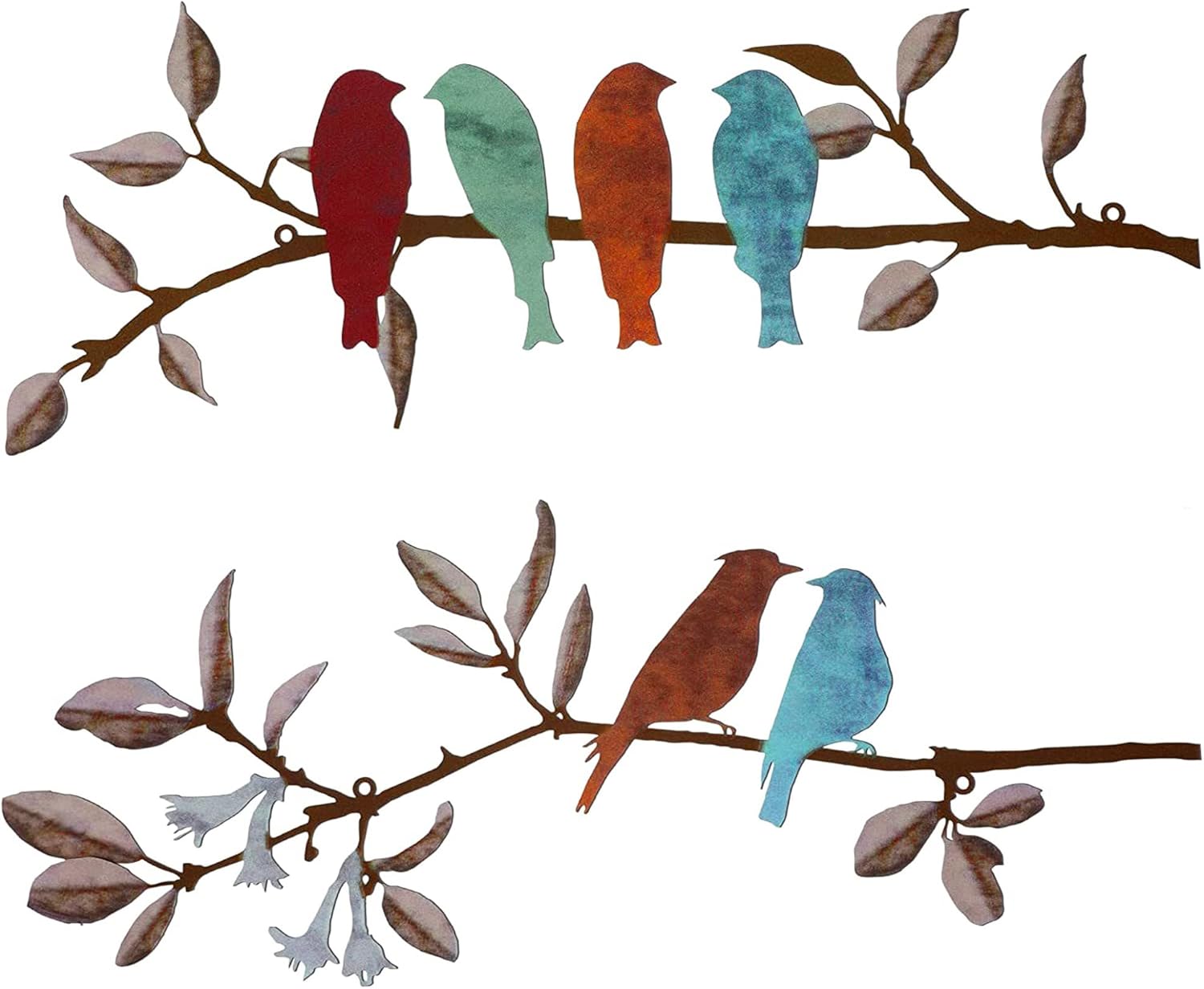 DUZYXI 2 Pieces Metal Birds Wall Art Decor on Branch Metal