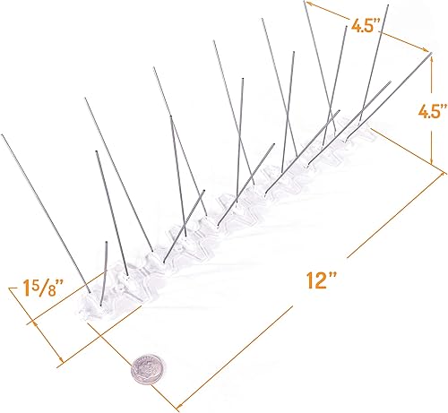 Miniatura 3 de Bird-Flite - Kit de repelente de palomas de acero inoxidable con base de plástico, adhesivo transparente incluido, ancho (5 pulgadas) - 5 pies de