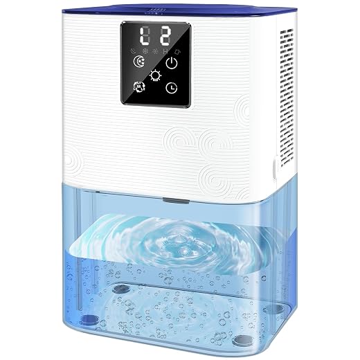 MTOX Dehumidifier, 3L/105oz Water Tank, 1100ml/Day, Dehumidifier for Bathroom Bedroom Basement RV, Quiet 28dB Sleep Mode, Auto Shut-Off, Auto Defrost, 7-Color LED Light, Digital Display (White)