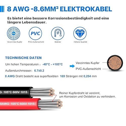 Vista 45 de Cable eléctrico de silicona calibre 22 Cable-HuLuWa 22 AWG Kit de cables de conexión de 6 colores (26.25 pies cada uno) alambre de cobre estañado