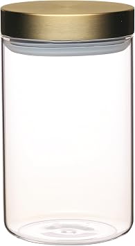 MasterClass Airtight Glass Food Storage Jar with Brass Lid, Transparent, 1 L 1.75 pts
