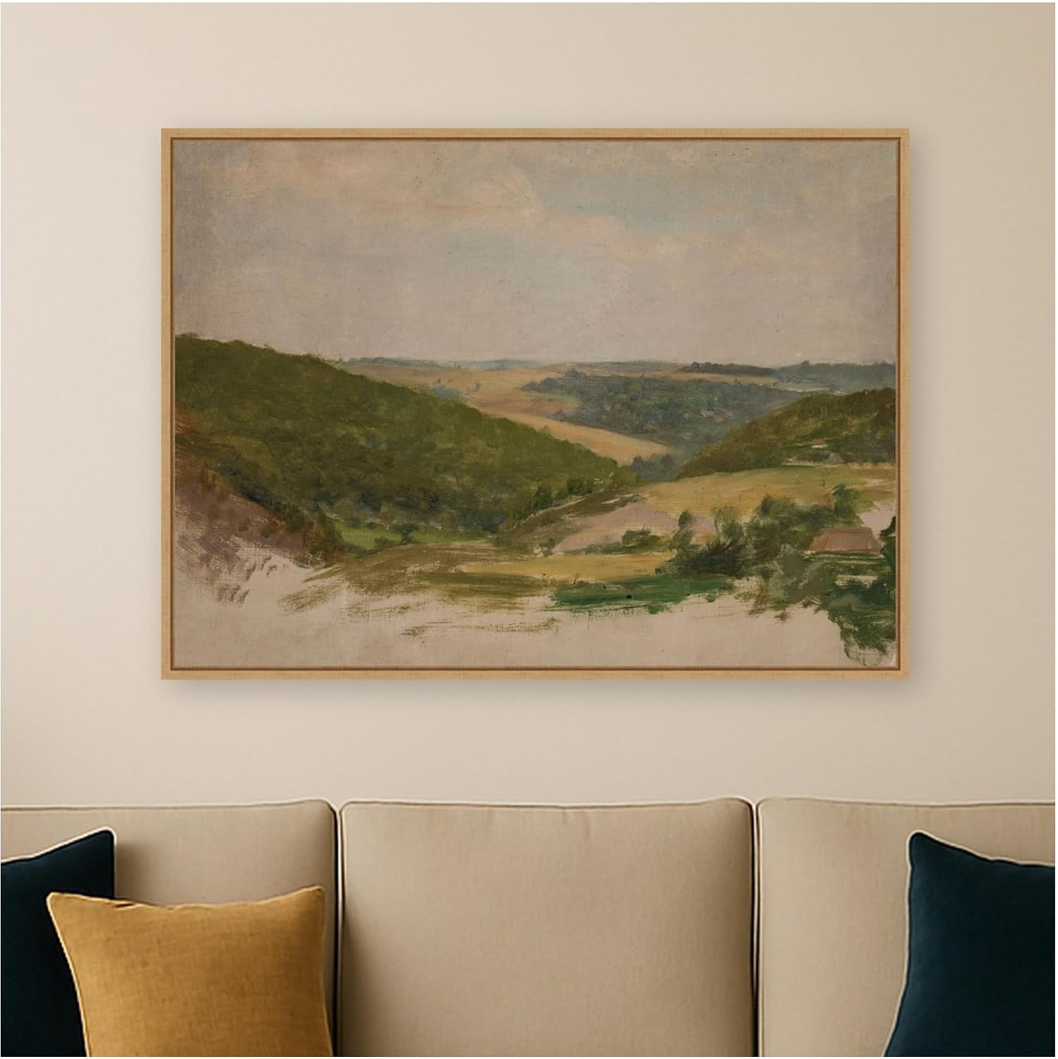 Kate and Laurel Framed Canvas Wall Art Print Study from Podolia Jan Ciaglinski by Nostalgia Prints, 38 x 28 Sylvie Natural Frame, Traditional, Landscape Art for Wall Decor