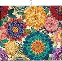 Vista 17 de Tapete de secado de platos de mármol blanco dorado para encimera de cocina, absorbente de 16 x 18 pulgadas, placa de microfibra de vidrio