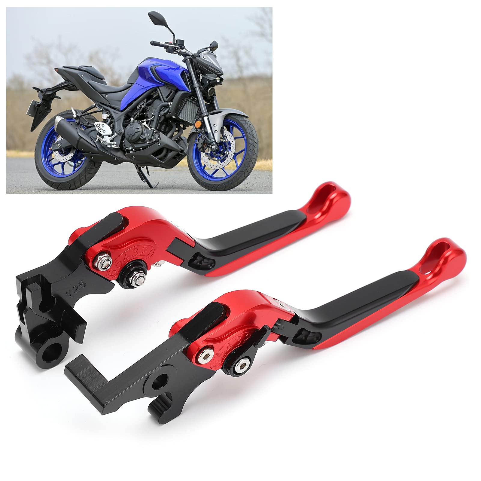 Leva della Frizione, Manico del Freno per Bici Leve Freno Bici di Sostituzione Leve Freno Regolabili Leve Frizione CNC Alluminio Alluminio Freno Frizione Controllo per MT25 MT -03 R25 R3 (BLACK)