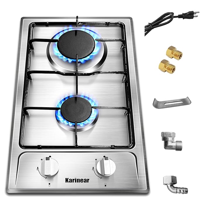 Buy Karinear 12" Gas Cooktop 2 Burners, Dropin Stainless Steel Gas