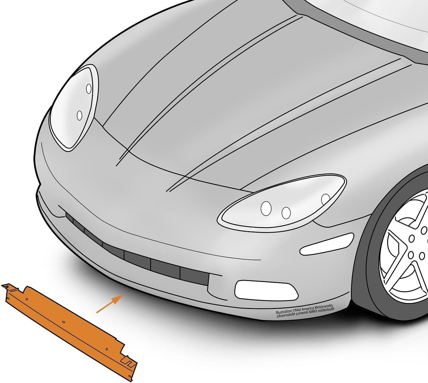 C6 Corvette Front Lower Center Spoiler Section Fits: All 05 Through 13 Corvettes