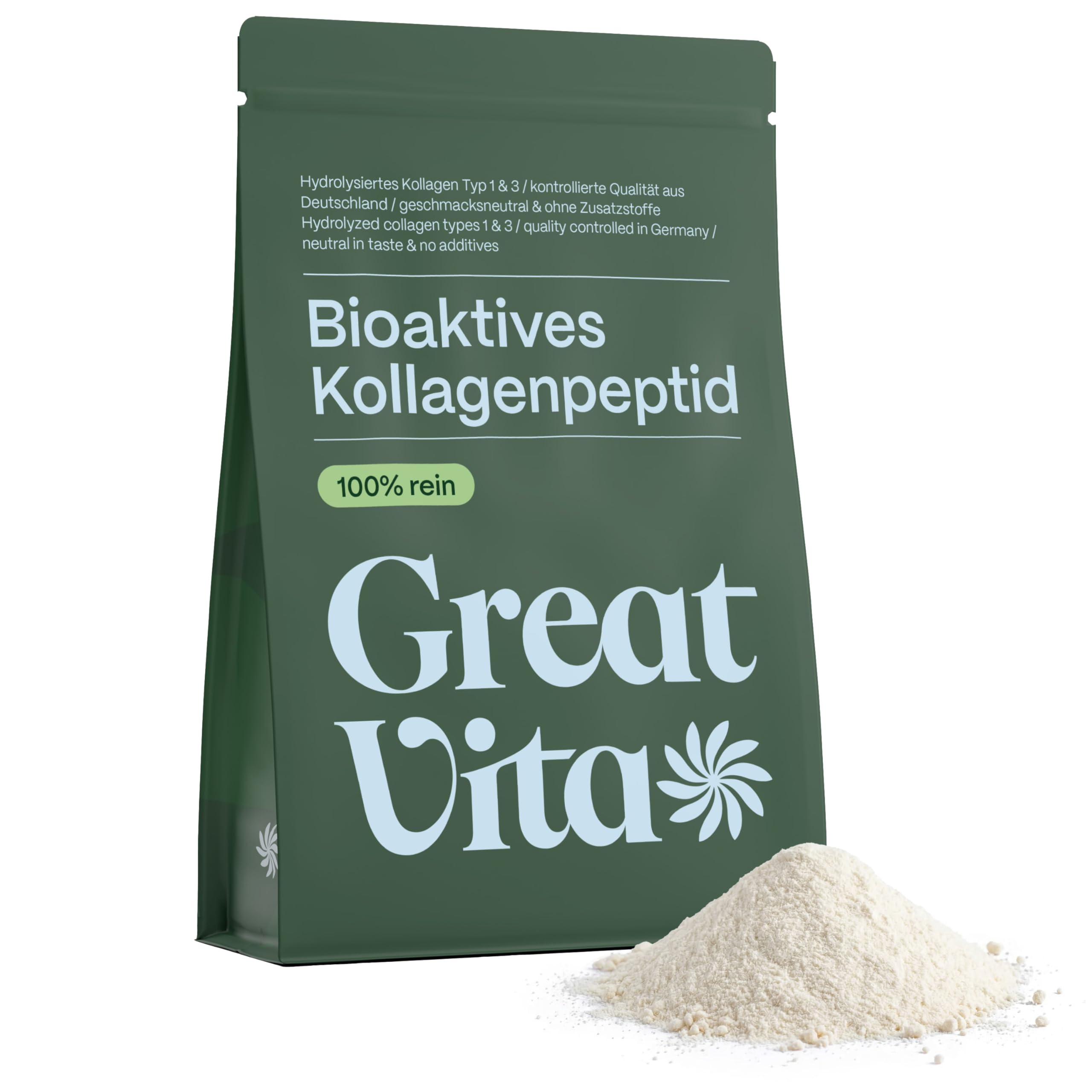 Polvo de colágeno bioactivo de 1,6 kg, calidad premium, polvo puro, péptidos hidrolizados, proteína de colágeno, sin aditivos | GreatVita