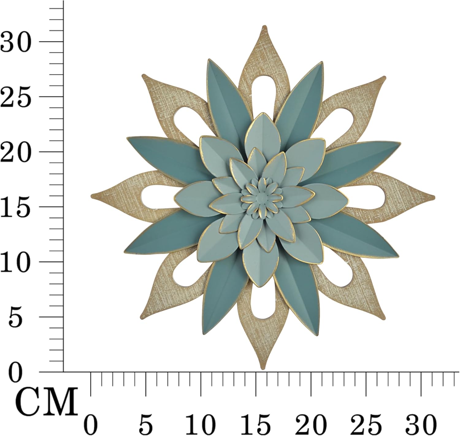 JWZSKZYZ Blue Metal Flower Wall Decor, Modern Iron Floral Wall Art Sculpture Farmhouse Hanging Decoration for Home Living Room, Bathroom, Kitchen, indoor, Patio Porch (1-C)