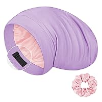 Vista 12 de LULUSILK Gorro de seda de morera para mujeres durmientes, gorro de dormir de seda real para cabello rizado y trenzas, envoltura de seda pura