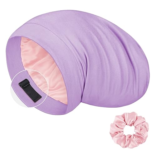 LULUSILK Gorro de seda de morera para mujeres durmientes, gorro de dormir de seda real para cabello rizado y trenzas, envoltura de cabeza pura con