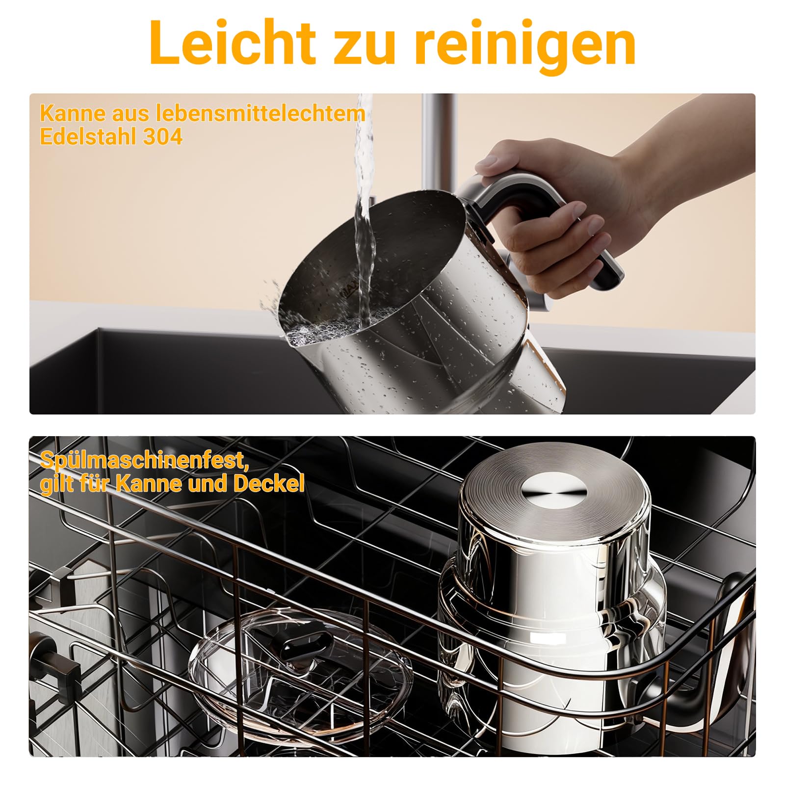 Milchaufschäumer Elektrisch 6-in-1-800ml Automatischer Milchschäumer für Heiße & Kalte Schäume, Spülmaschinengeeignet, Abnehmbares, Leise, für Hafermilch, Sojamilch, Latte, Cappuccino, Schwarz