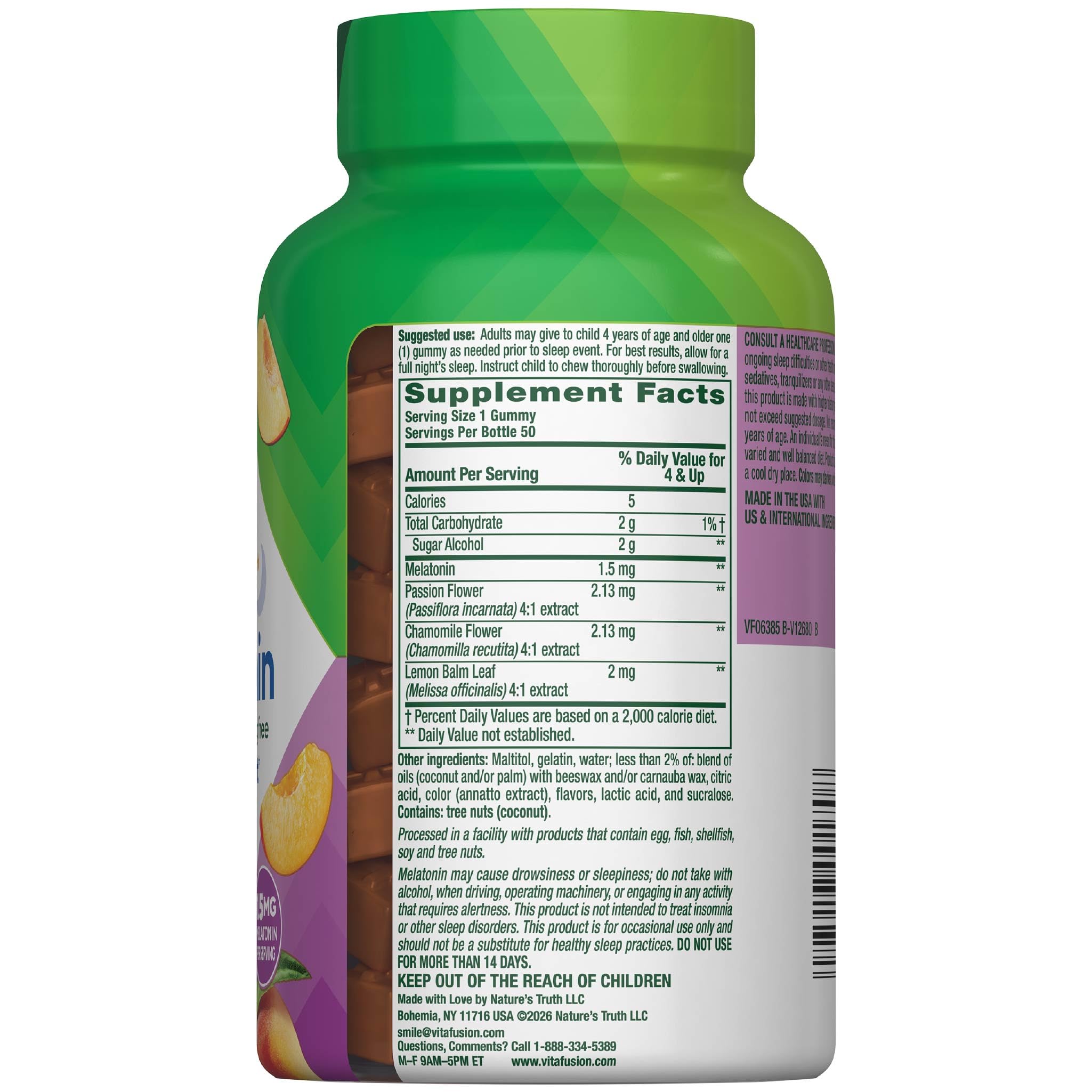 Vitafusion Kids Melatonin Gummy | Sugar Free | 1.5 mg | 50 Gummies — Amazon image 4