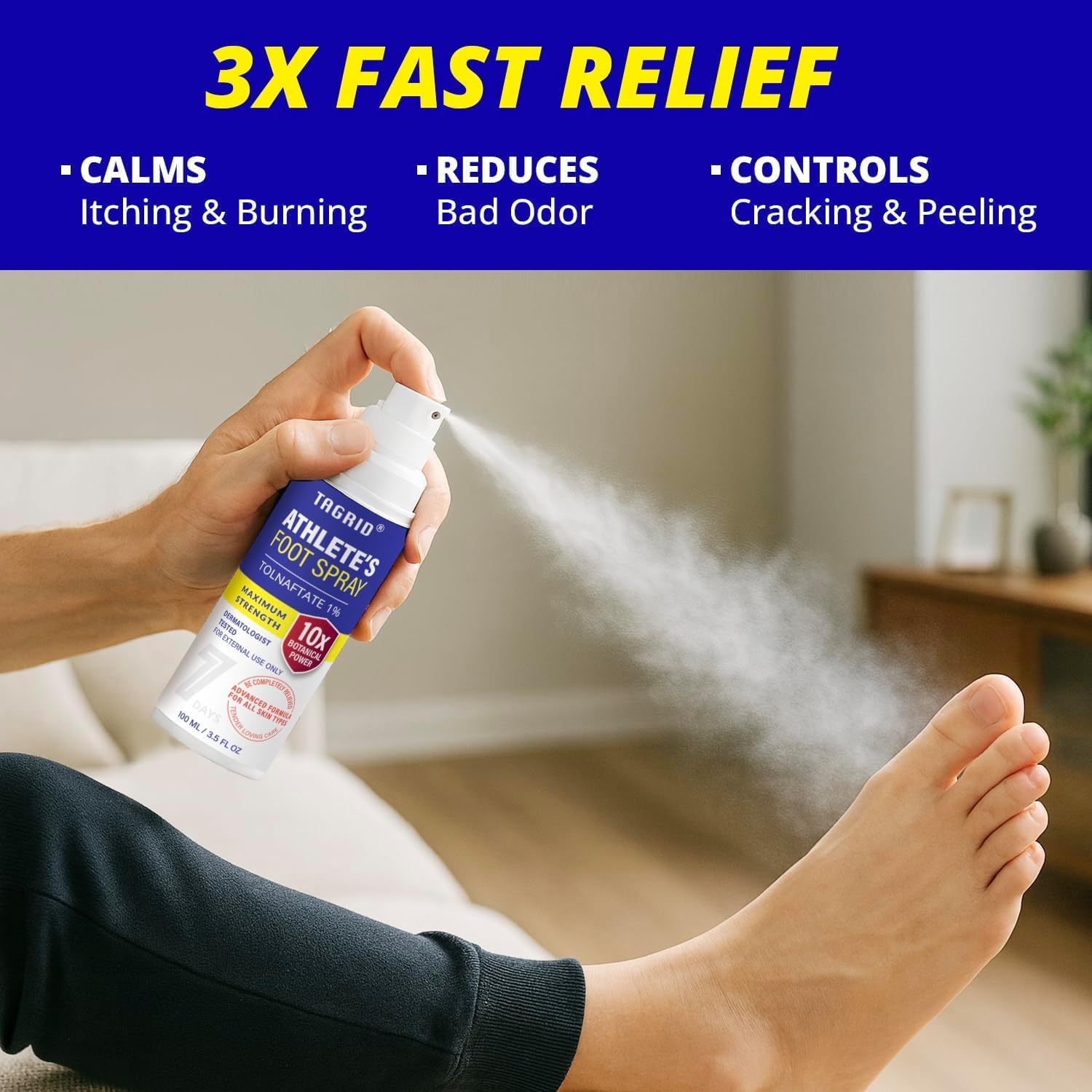 TAGRID Athletes Foot Spray: Maximum Strength Antifungal Spray for Athletes Foot Fungus Jock Itch Ringworm for Humans - Anti Itch Spray for Itchy Skin Relief (3.5 Fl Oz (Pack of 2))