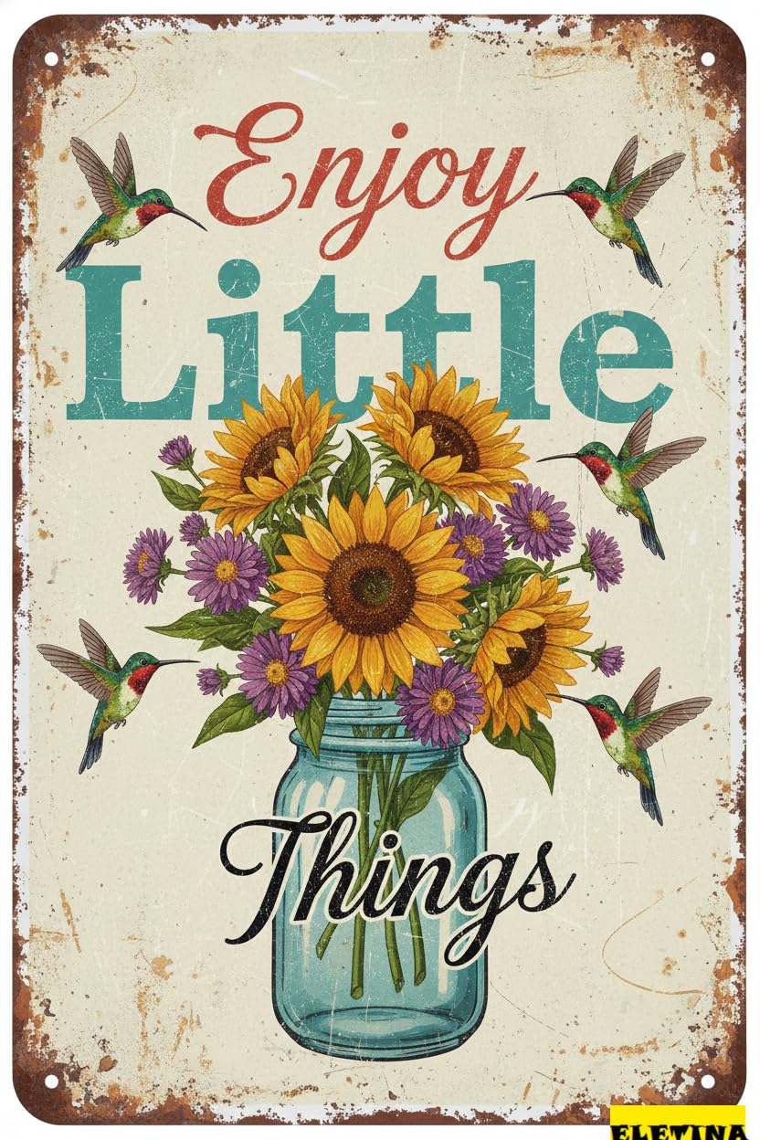 Enjoy The Little Things Inspirational Tin Sign, 8x12 Inch