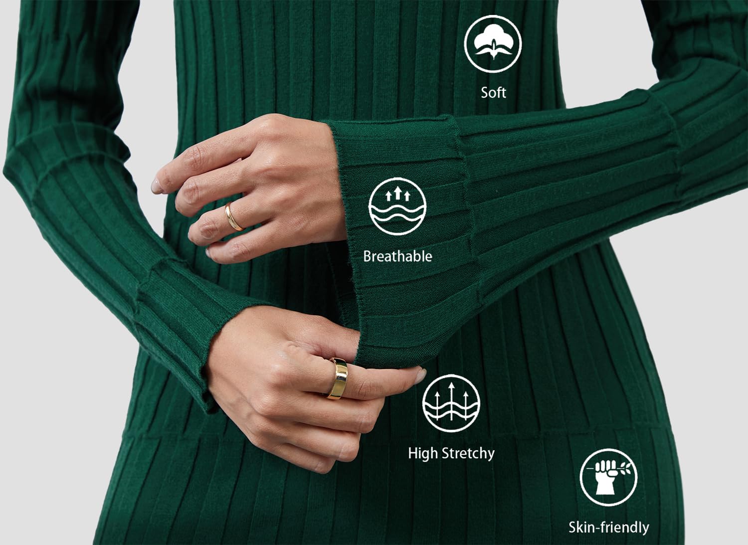 YUTILA Strickkleid Damen Rollkragen Moderne Langarm Warm Winterkleider Rippstrick Bodycon Pulloverkleid