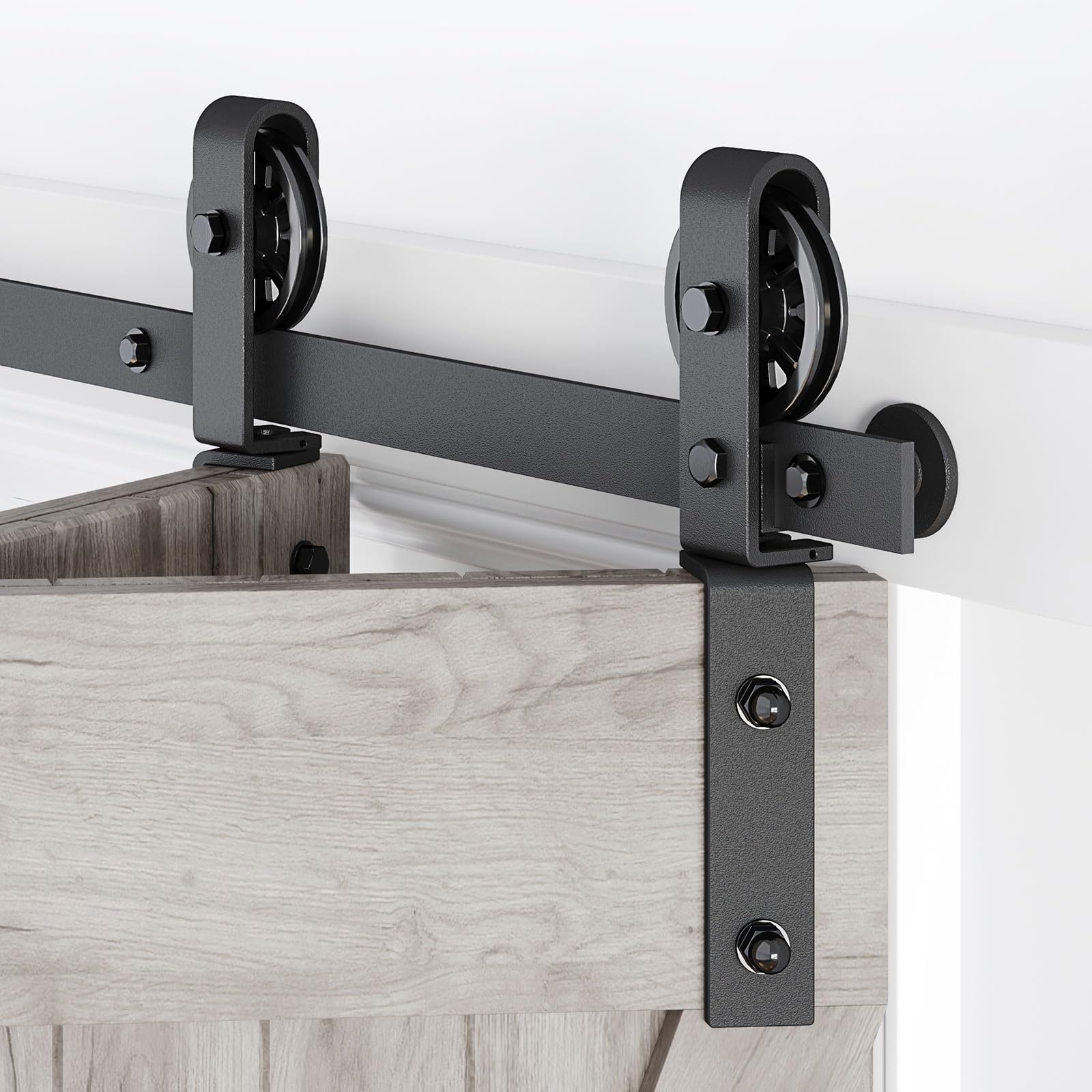 76" Bifold Sliding Barn Door Hardware Track Kit,Side Mounted Black J Shape Roller,Smoothly and Quietly,Assembly Easy,Fit Four 18" Bi-Folding Doors (Door Not Included) — Amazon image 10