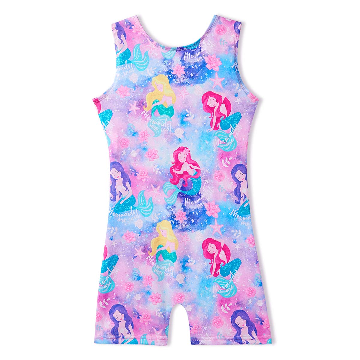 MYQFFLeotards for Girls Gymnastics with Shorts Butterfly Unicorn Mermaid Dance Unitards Biketards Hotpink Black