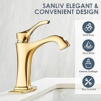 Vista 29 de Brushed Nickel Bathroom Faucet, Sanliv Single Handle Centerset Bathroom Sink Faucet with Pop-Up Drain & Deck Plate for 1 or 3-Hole (4 inch)