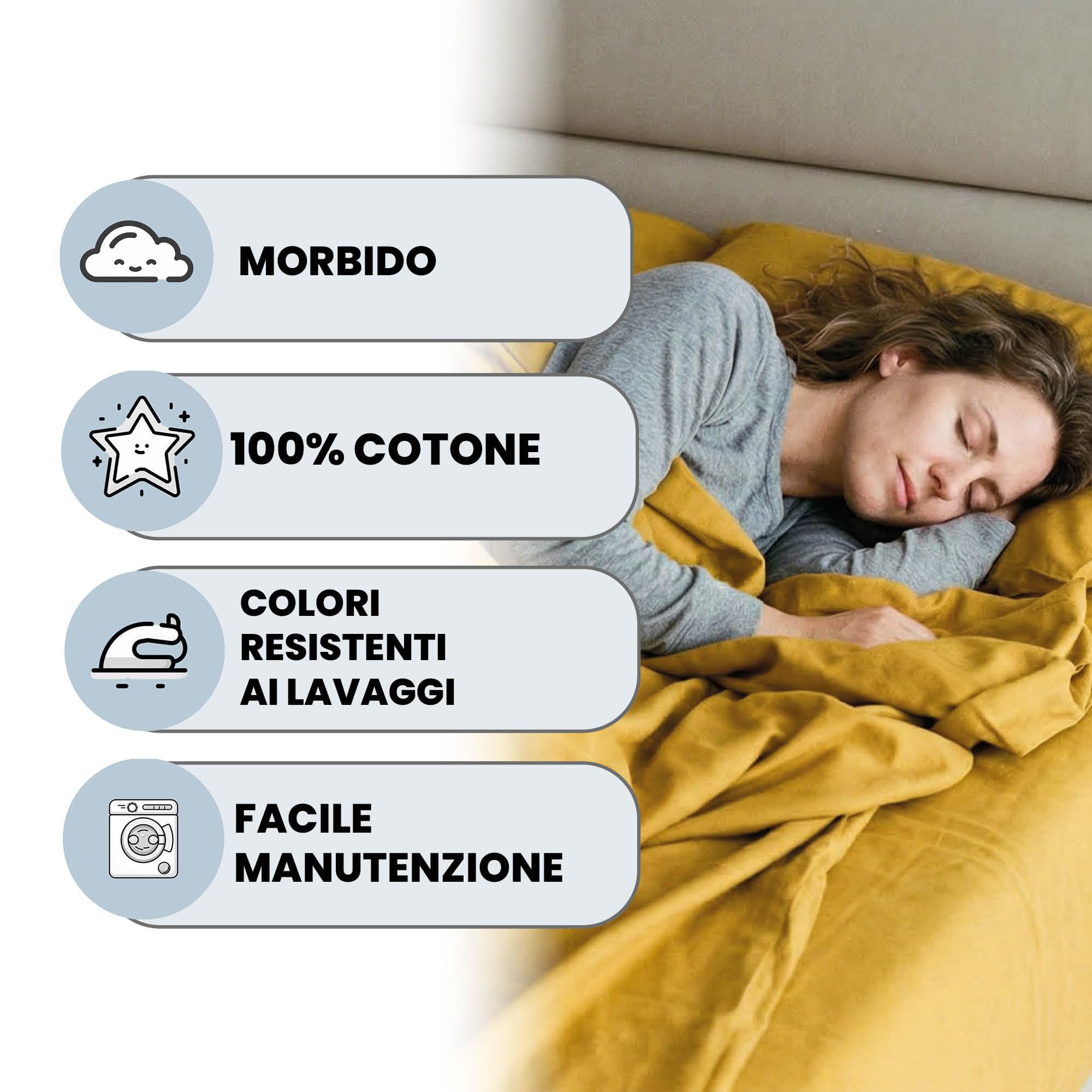 Lenzuolo Sopra MAX COLOR Matrimoniale Maxi 270x300 cm, 100% Cotone Made in Italy – Lenzuola Letto Matrimoniale Maxi in Tinta Unita - SENAPE