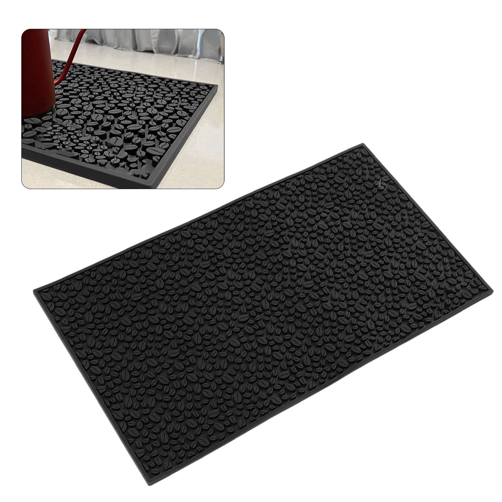 Alfombrilla para Derrames de Barra de PVC de 70x40 Cm, Alfombrilla de Drenaje para Barra Antideslizante, Alfombrilla de Secado Resistente Al Calor, Alfombrilla de Servicio sin Perfume para(negro)
